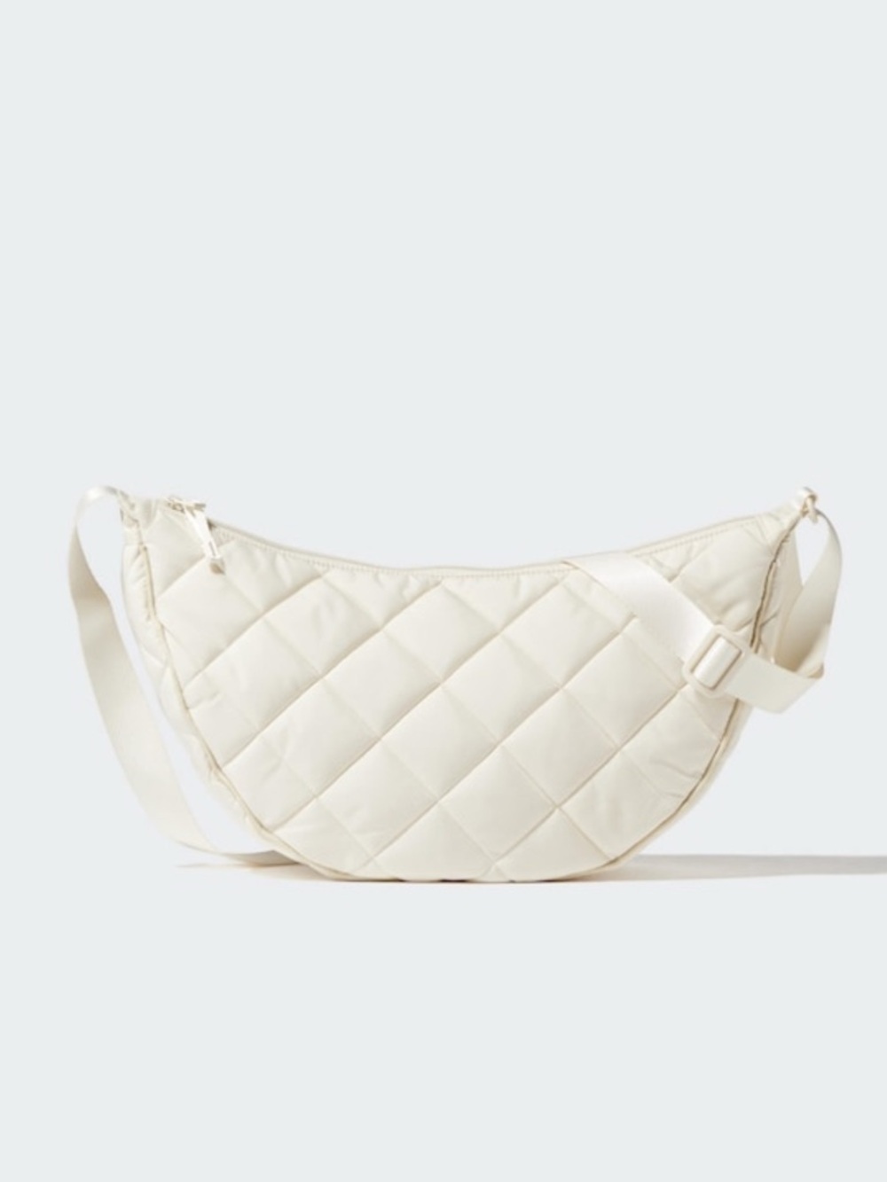 UNIQLO Quilted Crescent Shoulder Bag in Off-White